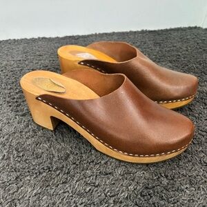 Brown Swedish style Clogs Mules Shoe European Size 40